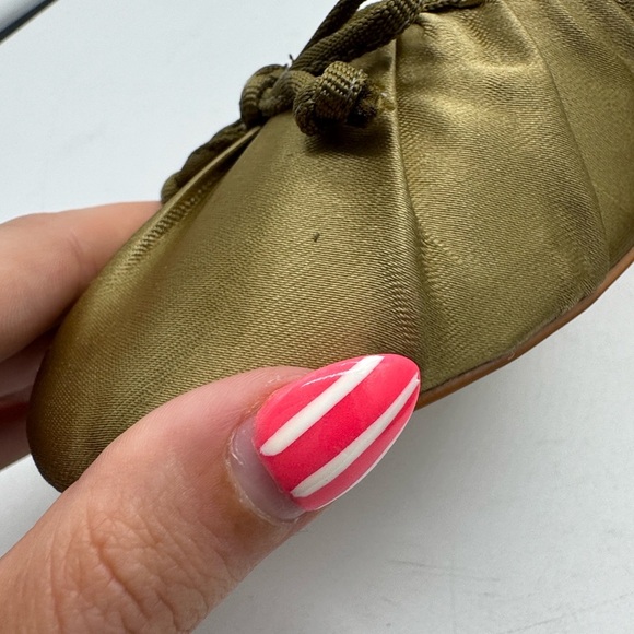 Anthropologie Maeve Satin Slingback Heels Gold Bow Size 38 - Picture 3 of 14